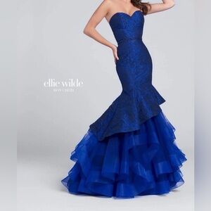 Ellie Wilde Royal Blue Prom Dress- worn once - true to size